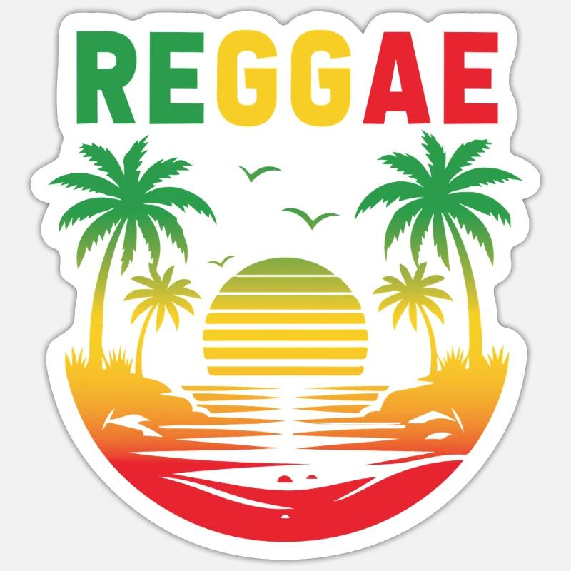 Reggae Sunset Palm Paradise - Sticker Größe S (10 x 10 cm) - Mattweiß