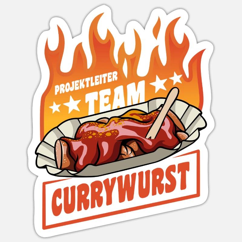 Chef de projet Équipe Currywurst | Flammes de la restauration rapide Sticker taille S (10 x 10 cm)