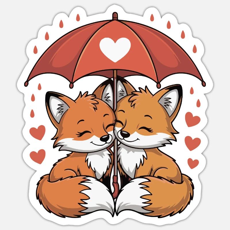 Amour du couple de comics Fox - Sticker taille S (10 x 10 cm) - blanc mat