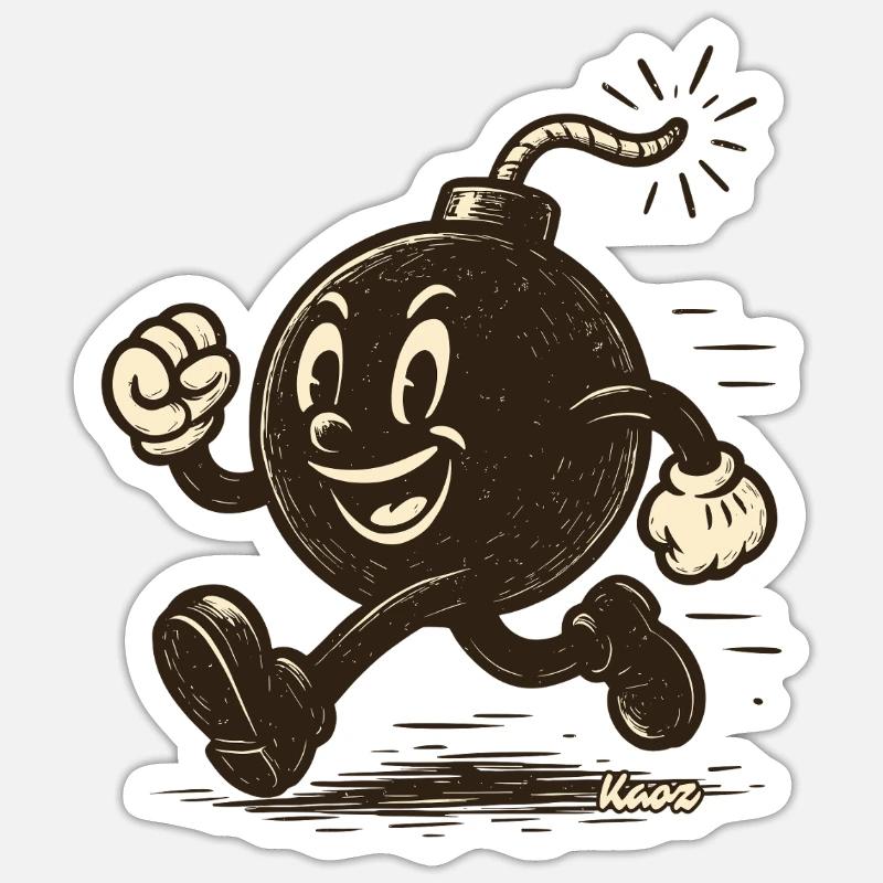 Running cartoon bombshell Sticker size S (10 x 10 cm)