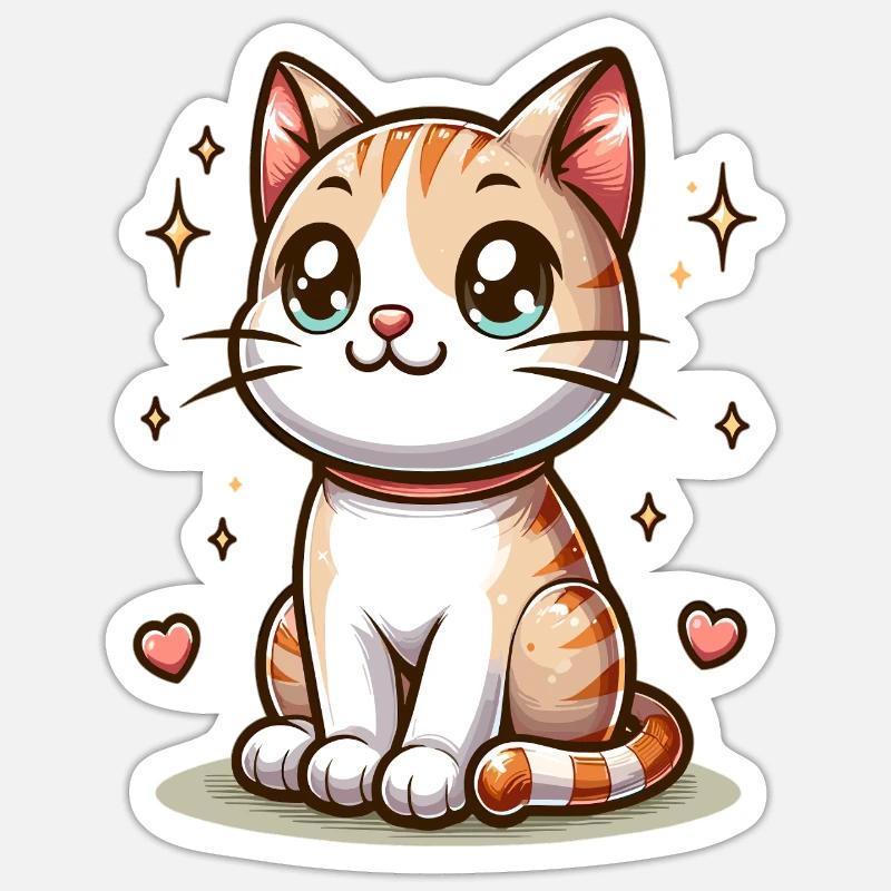 Samtpfoten Sternenglanz-Kätzchen - Sticker Größe S (10 x 10 cm) - Mattweiß
