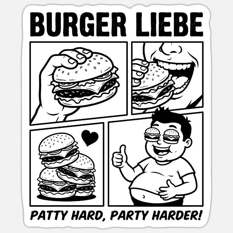 Burger Liebe – Pâte Dure ! - Sticker taille S (10 x 10 cm) - blanc mat