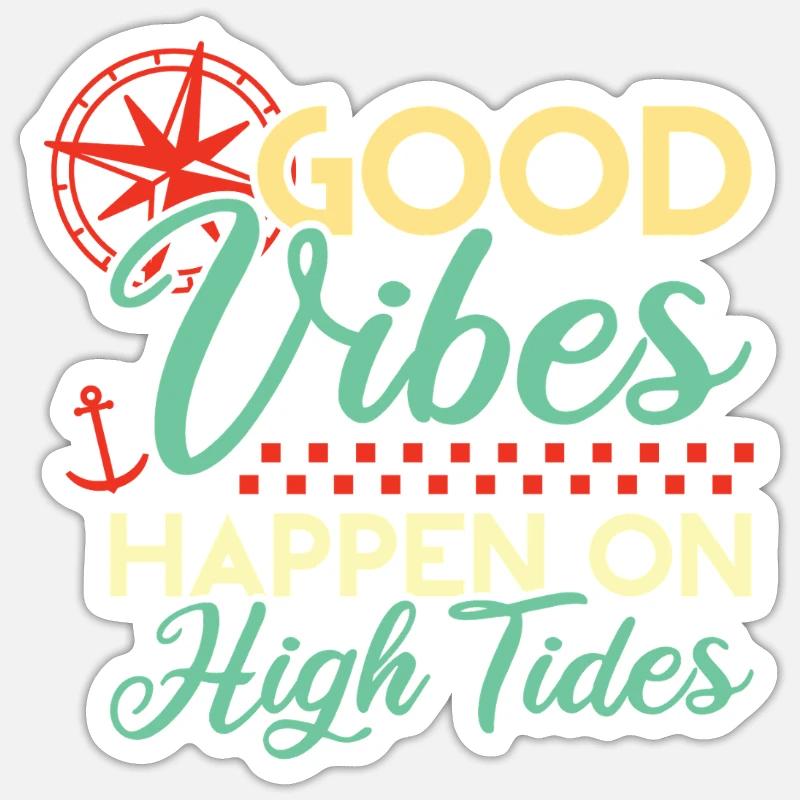 Bonnes vibrations à marée haute - Sticker taille S (10 x 10 cm) - blanc mat