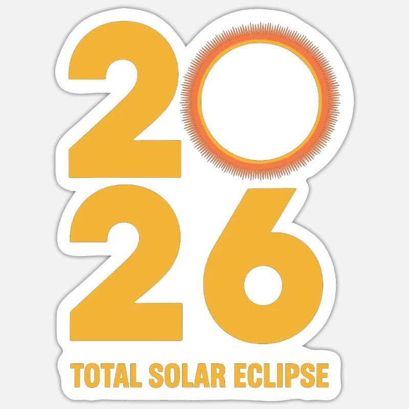 2026 Total Solar Eclipse Path Retro - Sticker size S (10 x 10 cm) - white matte