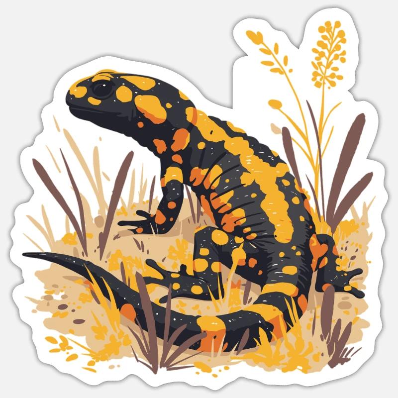 Feuersalamander Salamander - Sticker Größe S (10 x 10 cm) - Mattweiß