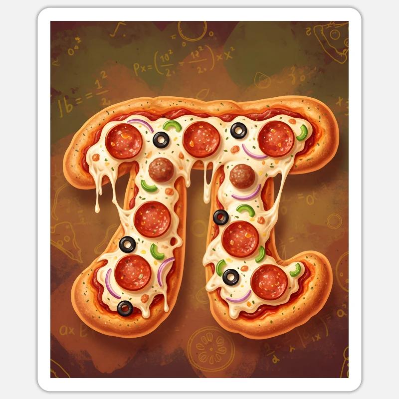 Pizza forme de pi - Sticker taille S (10 x 10 cm) - blanc mat