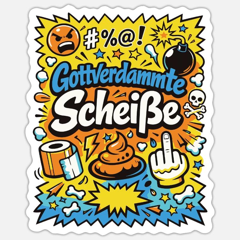 Gottverdammte Scheiße! Comic-Explosion Sticker Größe S (10 x 10 cm)