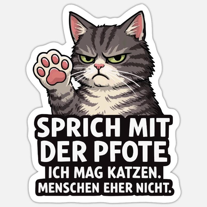 Sprich mit der Pfote – Grumpy Katze Sticker Größe S (10 x 10 cm)