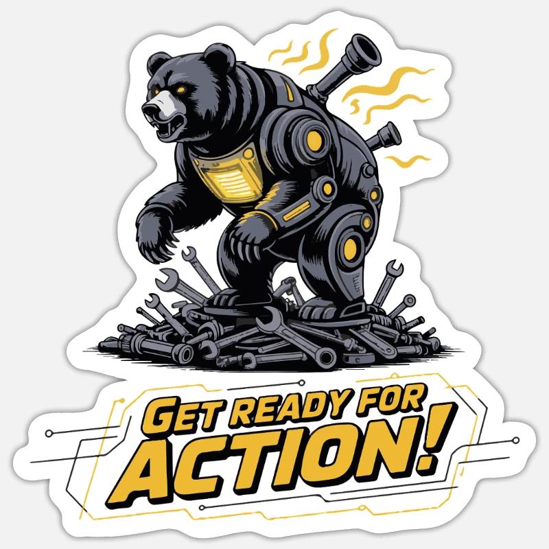 Équipement d’action Bear Mech - Sticker taille S (10 x 10 cm) - blanc mat
