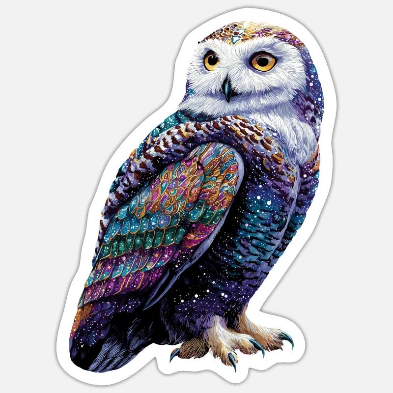 Schneeeule Weiße Eule Kauz Uhu Owl Schnee Eulen Sticker Größe S (10 x 10 cm)