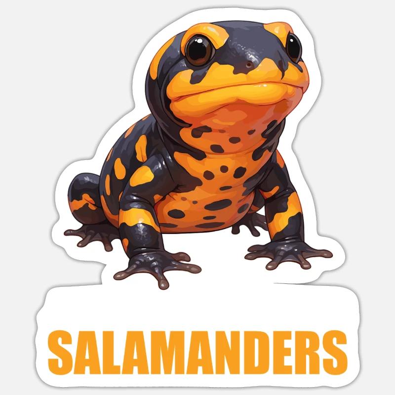Feuersalamander Salamander - Sticker Größe S (10 x 10 cm) - Mattweiß