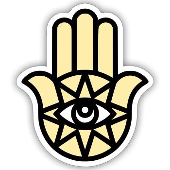 Hamsa Hand der Fatima - Sticker Größe S (10 x 10 cm) - Mattweiß - Vorne