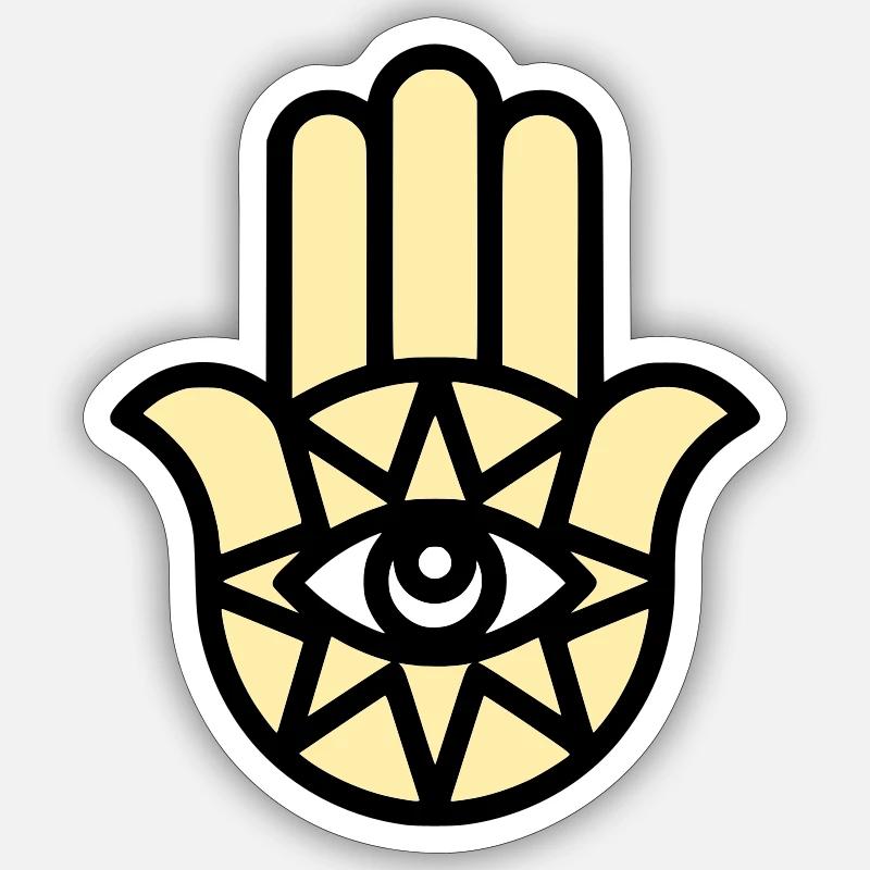 Hamsa Main de Fatima - Sticker taille S (10 x 10 cm) - blanc mat