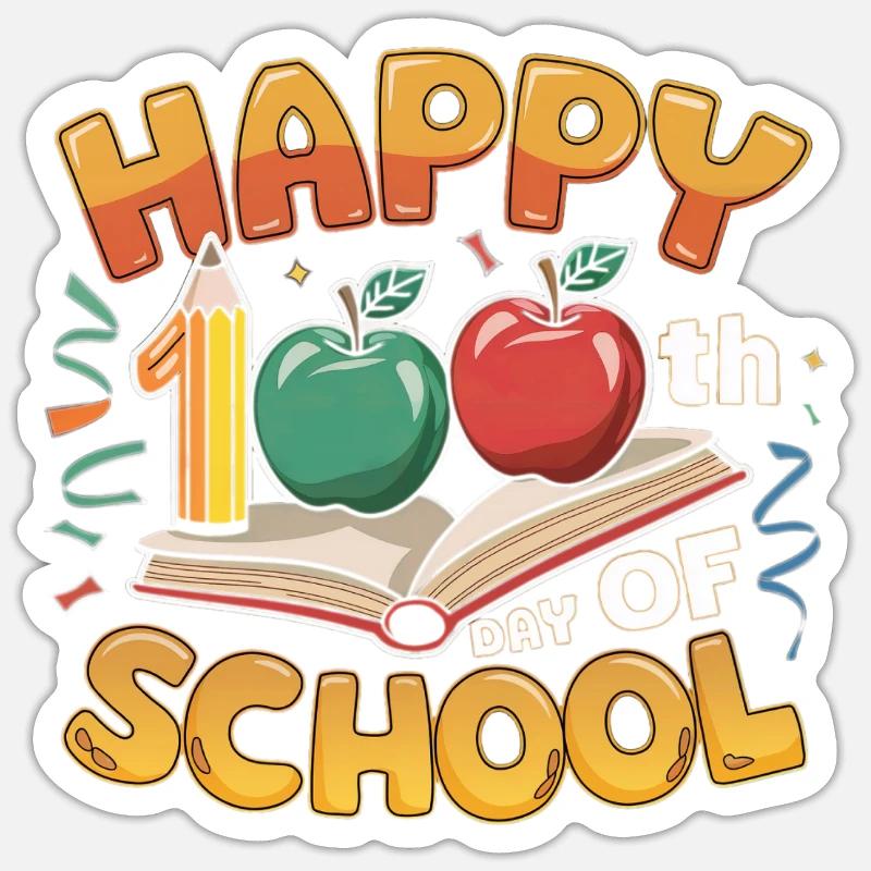 Conception du centième anniversaire de l’école - Sticker taille S (10 x 10 cm) - blanc mat
