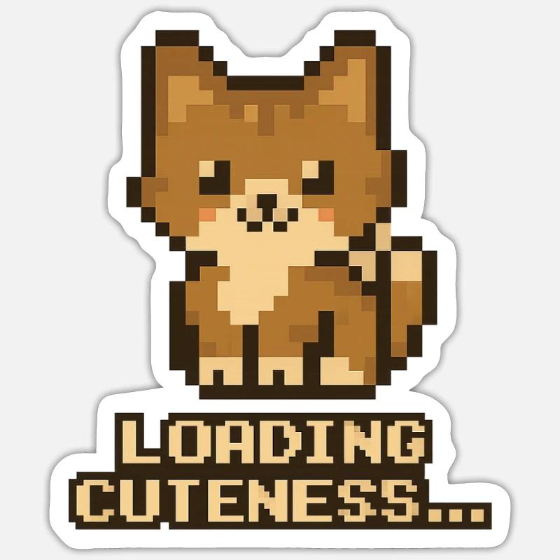 Pixel Puppy Loading Cuteness Sticker size S (10 x 10 cm)