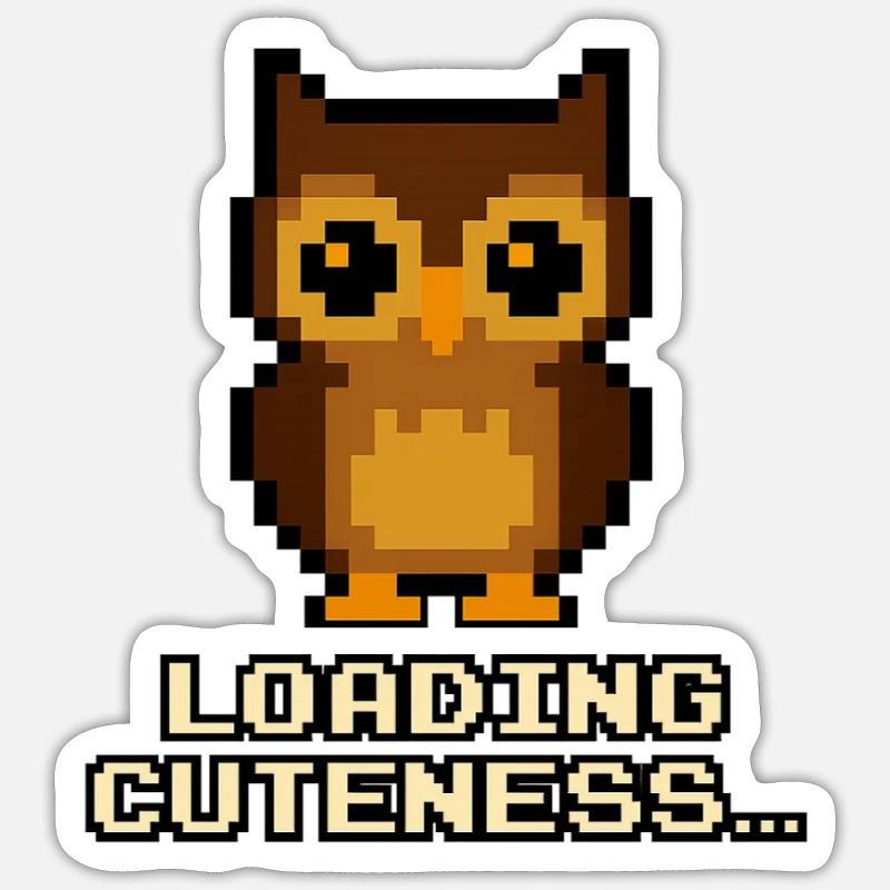 Pixel Owls Loading Cuteness Sticker size S (10 x 10 cm)