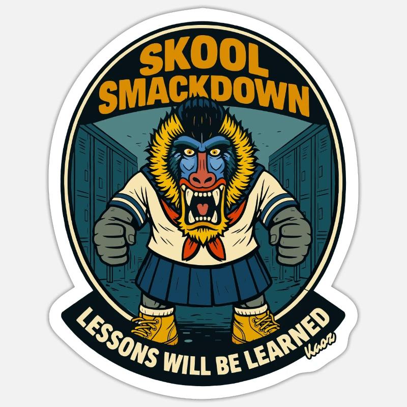 School Smackdown Primates Monkey Mandrill Sticker size S (10 x 10 cm)