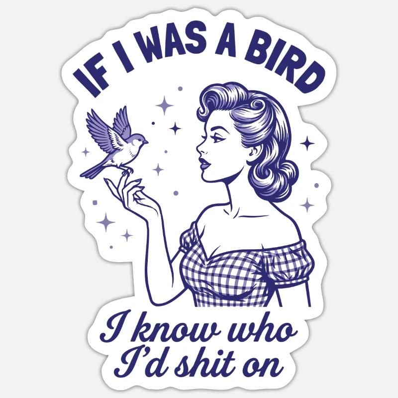 Echte Rache Vogel Retro Statement Sticker Größe S (10 x 10 cm)