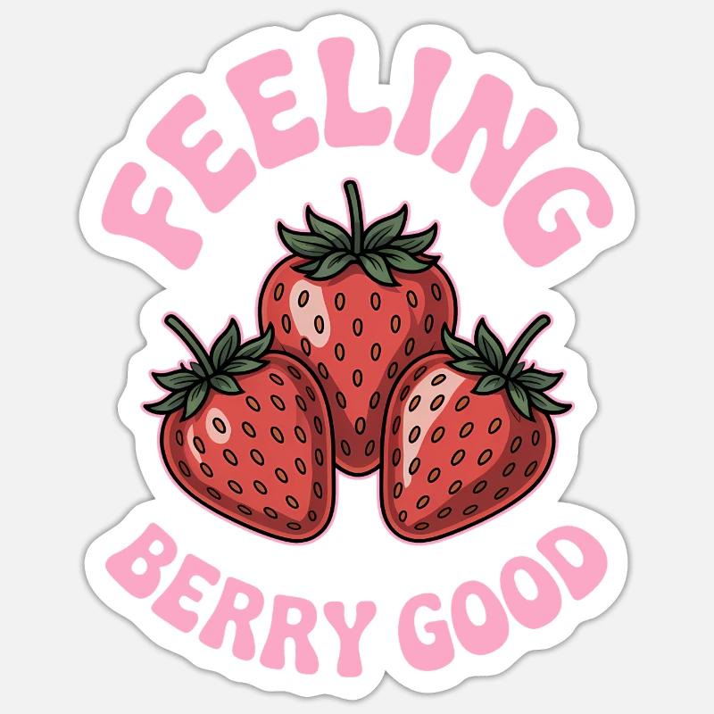 Erdbeeren Sprüche Lustiges Erdbeeren Geschenk - Sticker Größe S (10 x 10 cm) - Mattweiß