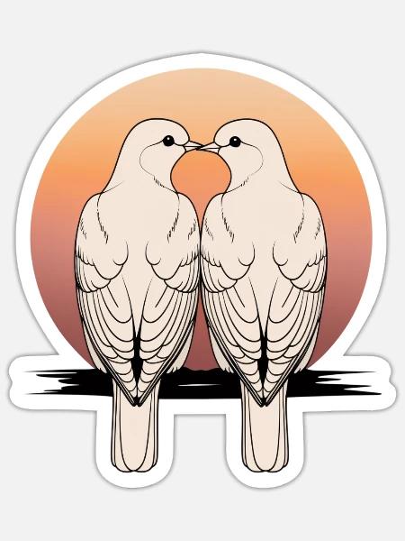 Taubenherz im Sonnenuntergang - Sticker Größe S (10 x 10 cm) - Mattweiß