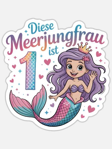Diese Meerjungfrau Ist 1 Mädchen 1. Geburtstag - Sticker Größe S (10 x 10 cm) - Mattweiß