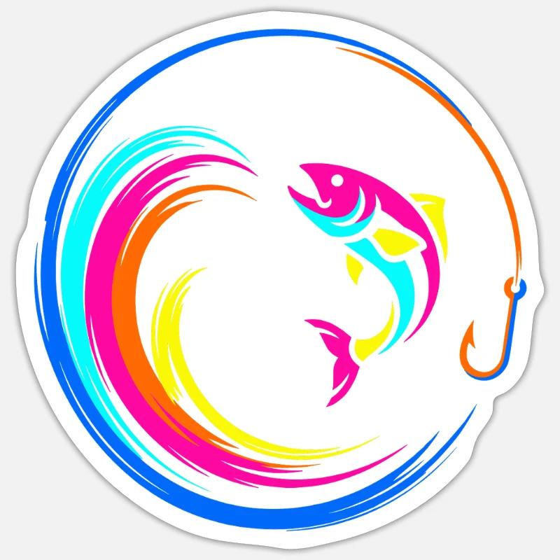 Fish Fish Hook - Sticker size S (10 x 10 cm) - white matte