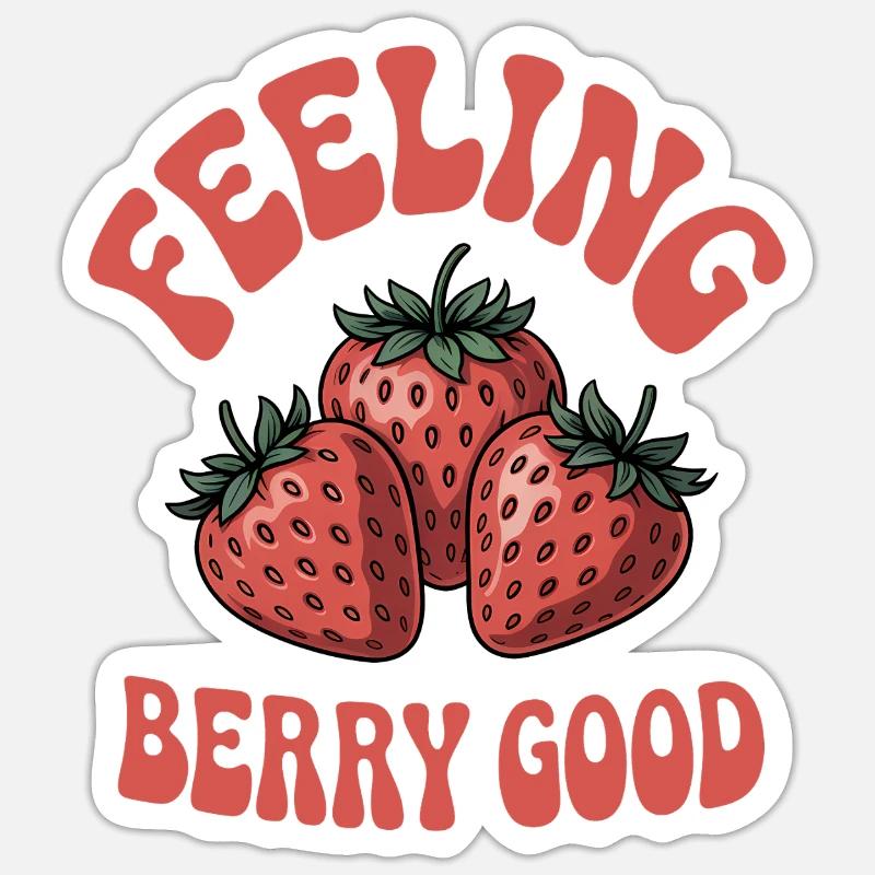 Erdbeeren Sprüche Lustiges Erdbeeren Geschenk - Sticker Größe S (10 x 10 cm) - Mattweiß