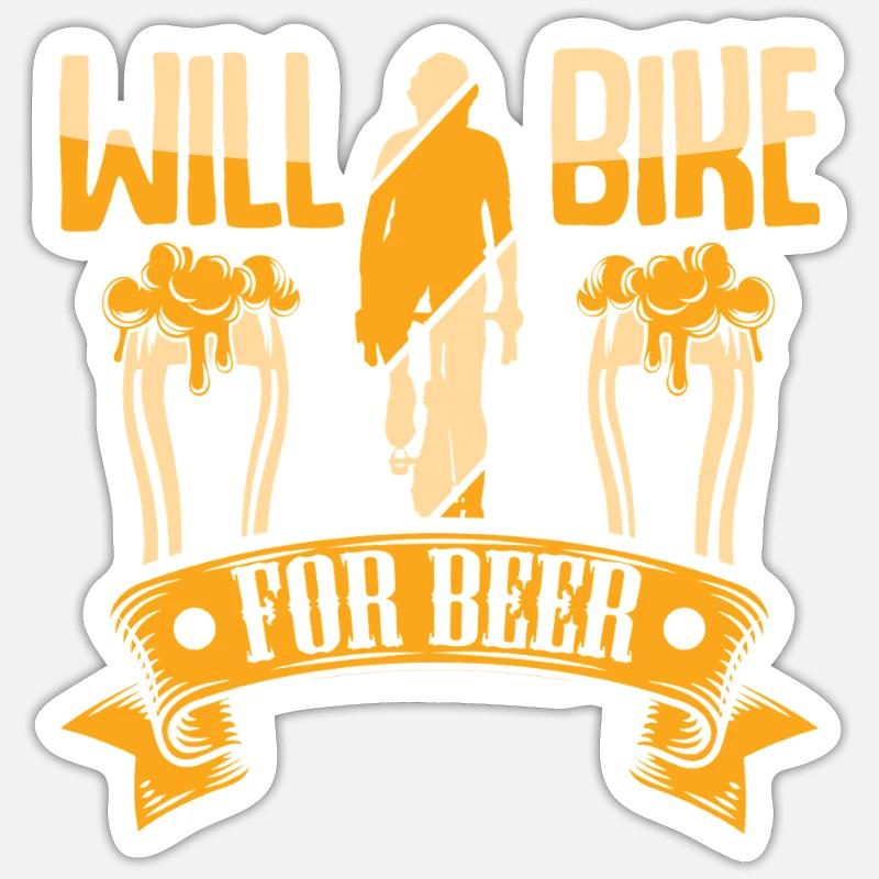 Fahradfahrer Bier Spruch Radtour Biertrinker - Sticker Größe S (10 x 10 cm) - Mattweiß