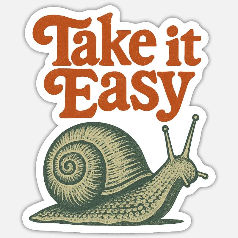 Take It Easy Snail Retro - Sticker size S (10 x 10 cm) - white matte