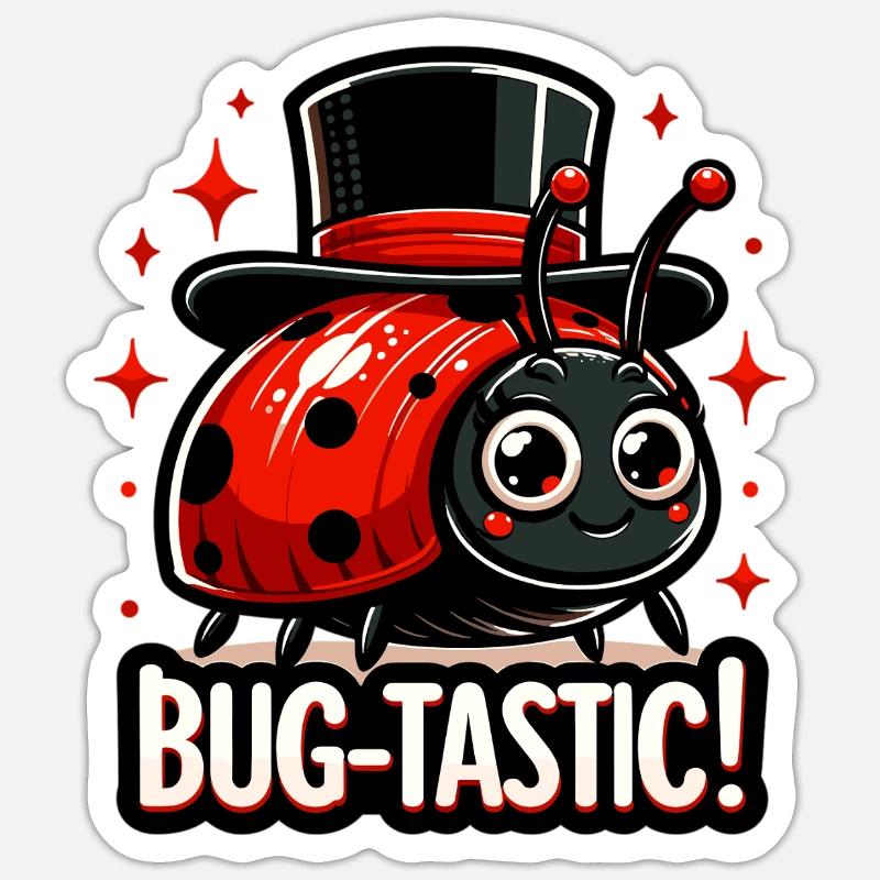 Bug-Tastic: Ladybug Magic Hat - Sticker size S (10 x 10 cm) - white matte