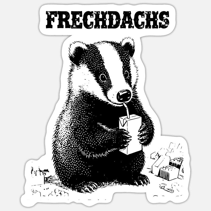 Frechdachs mit Trinkpäckchen - Sticker Größe S (10 x 10 cm) - Mattweiß