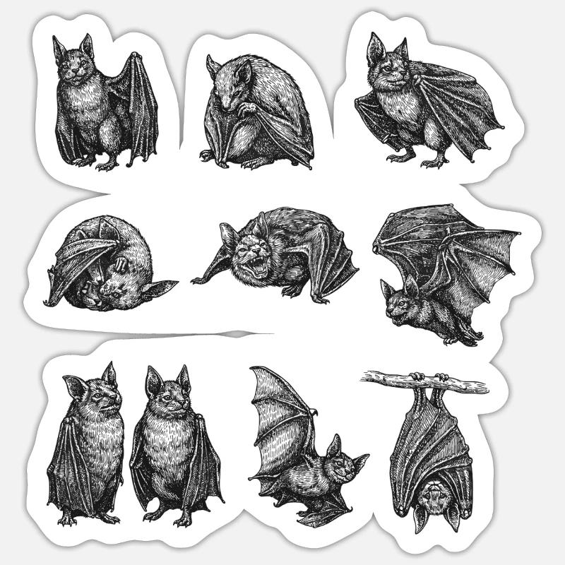Night Bat Silhouettes Pattern - Sticker size S (10 x 10 cm) - white matte