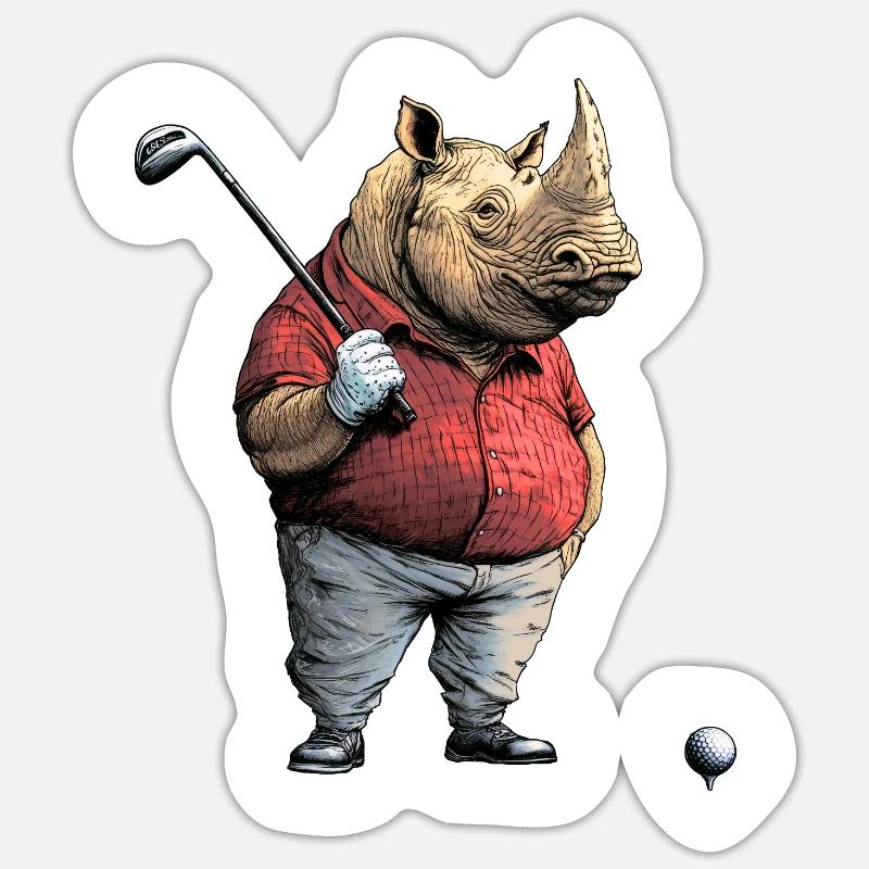 Nashörner Golf - Sticker Größe S (10 x 10 cm) - Mattweiß