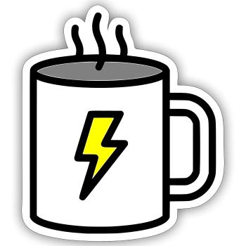Starker Kaffee Tasse Strom - Sticker Größe S (10 x 10 cm) - Mattweiß - Vorne