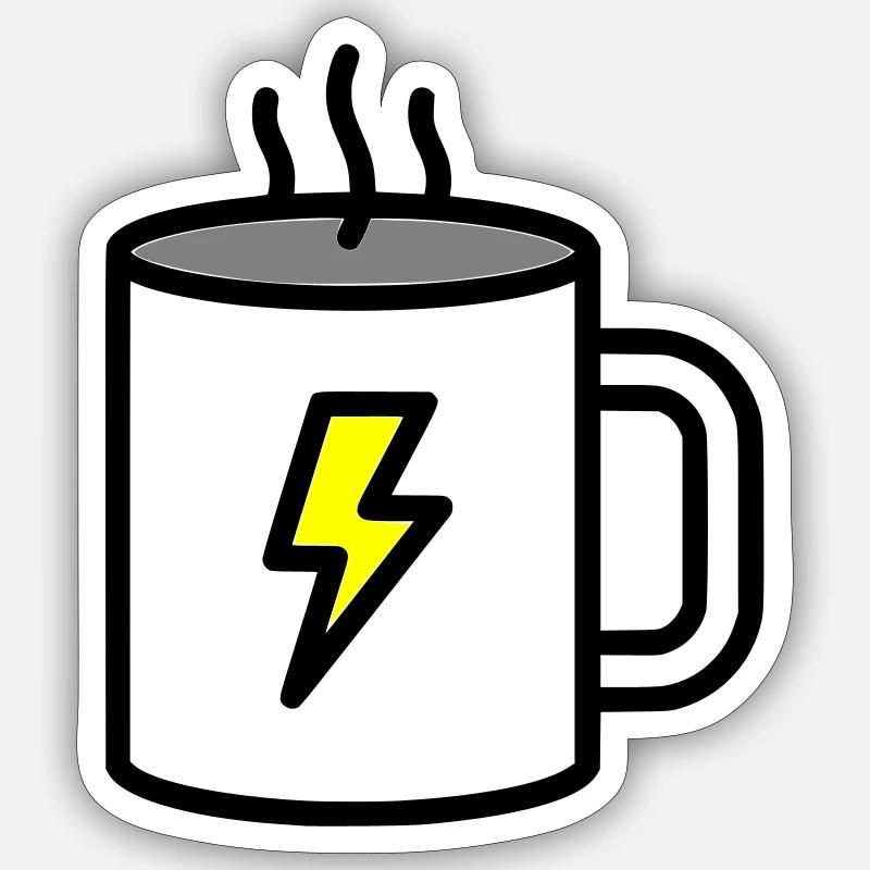Strong Coffee Cup Electricity - Sticker size S (10 x 10 cm) - white matte
