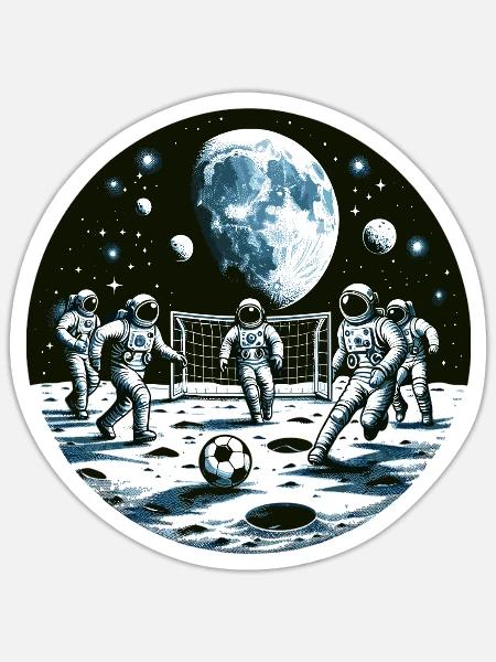 Mondfußball: Astronauten im Orbit - Sticker Größe S (10 x 10 cm) - Mattweiß