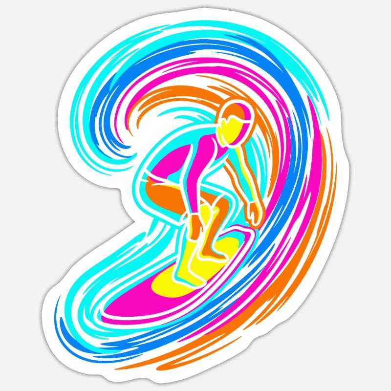 SURFER WAVE - Sticker size S (10 x 10 cm) - white matte