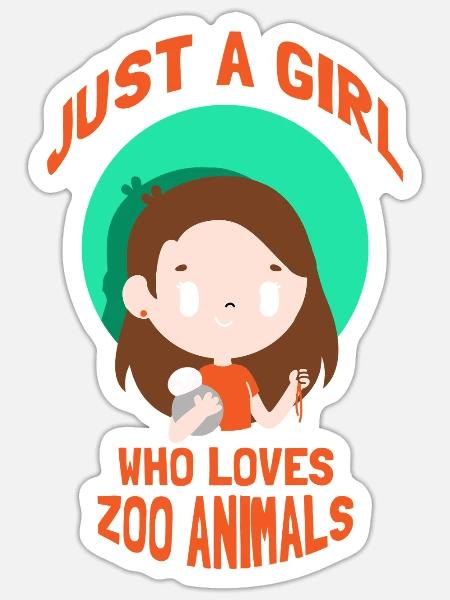 Zoo Tiere Tierpark Mädchen Frau - Sticker Größe S (10 x 10 cm) - Mattweiß