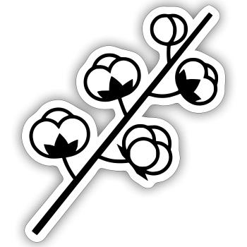 Baumwolle Zweig Pflanze - Sticker Größe S (10 x 10 cm) - Mattweiß - Vorne
