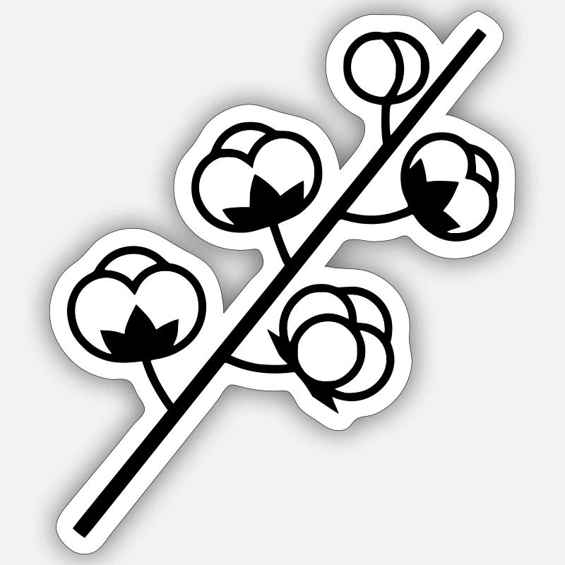 Usine de branche de coton Sticker taille S (10 x 10 cm)
