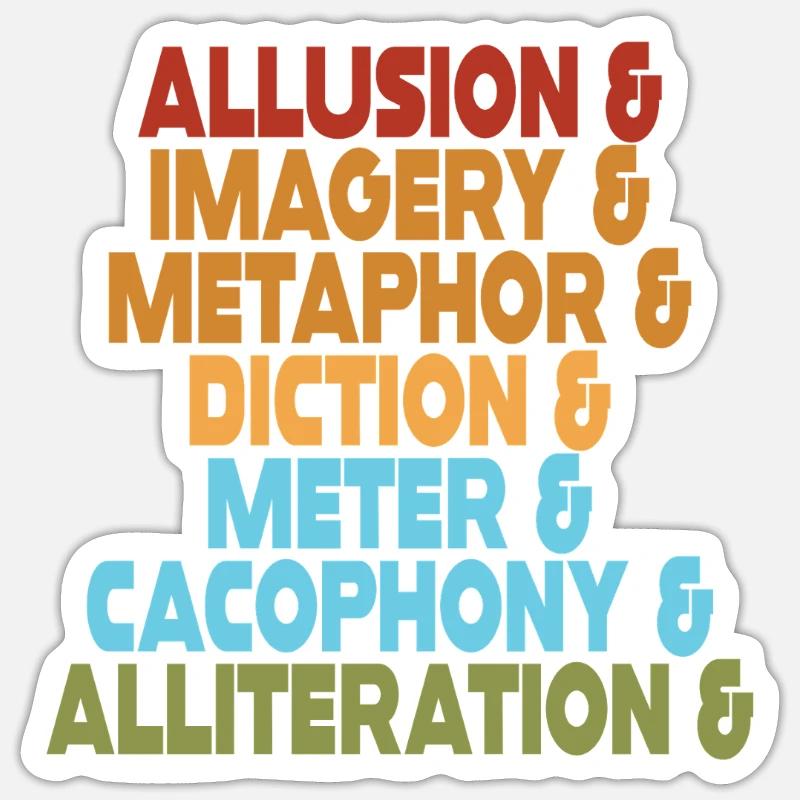Literary Devices Typography Stack - Sticker size S (10 x 10 cm) - white matte