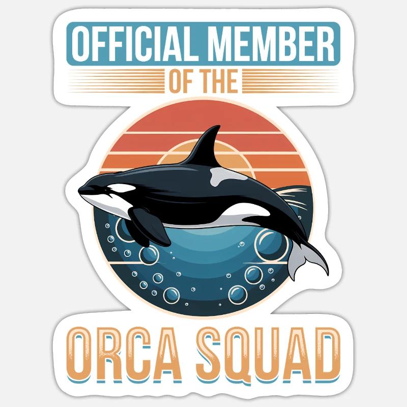 Orca drôle - Sticker taille S (10 x 10 cm) - blanc mat