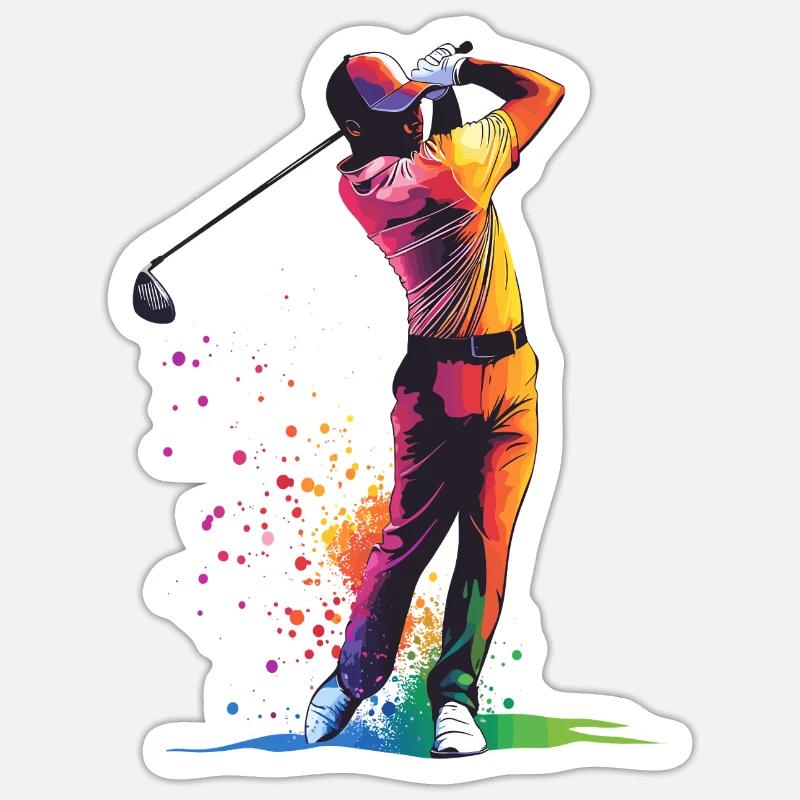 Swing de golf - Sticker taille S (10 x 10 cm) - blanc mat