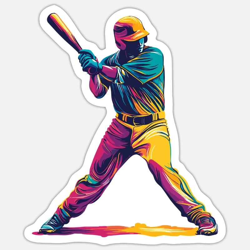 Farbexplosion Baseballschläger Sticker Größe S (10 x 10 cm)