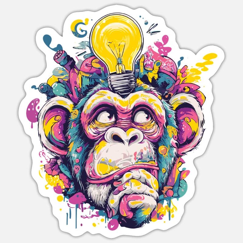 Leuchtender Affe Graffiti Sticker Größe S (10 x 10 cm)