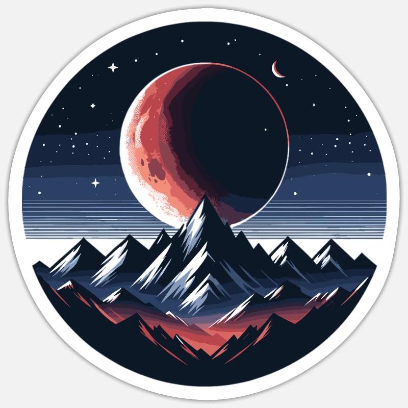 Moonlight over mountain range Sticker size S (10 x 10 cm)