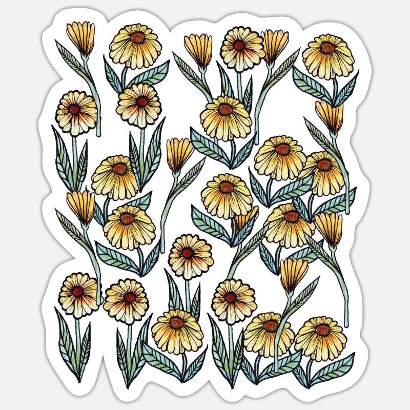 Sunlit Daisy Blumenmuster - Sticker Größe S (10 x 10 cm) - Mattweiß