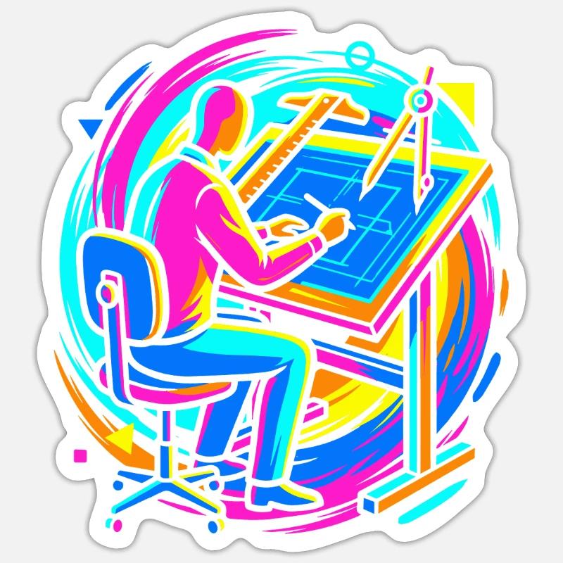 architecte - Sticker taille S (10 x 10 cm) - blanc mat