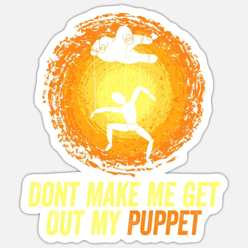 Puppet Master Pun Tee - Sticker size S (10 x 10 cm) - white matte