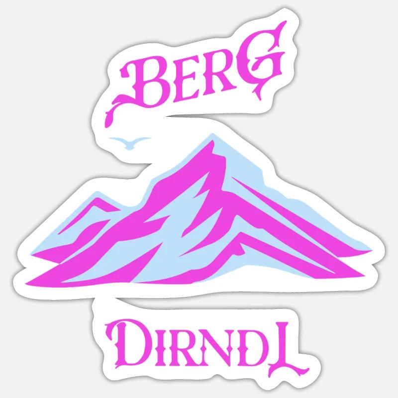 Berg Dirndl Neon Pastell - Sticker Größe S (10 x 10 cm) - Mattweiß